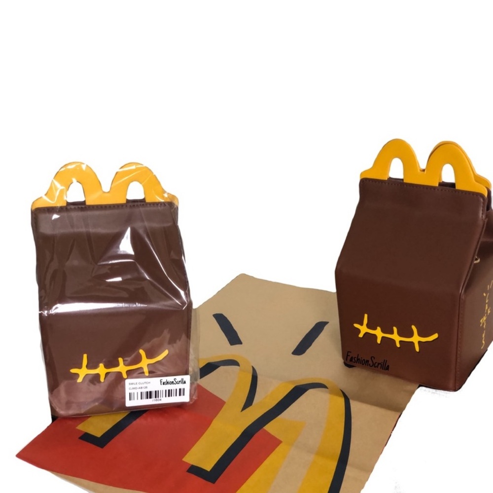 Travis Scott x McDonald’s Happy Meal Brown and Yellow Smile Clutch - Picture 3 of 15